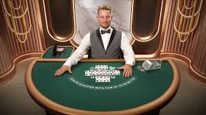 Hood vs Wolf live blackjack table with professional dealer